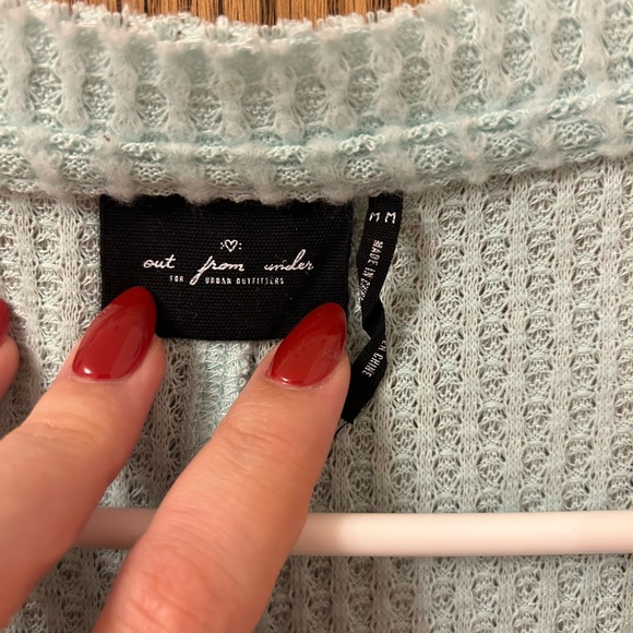 Urban Outfitters Out From Under Jojo Oversized Blue Thermal Button Up Top Medium - Picture 5 of 8